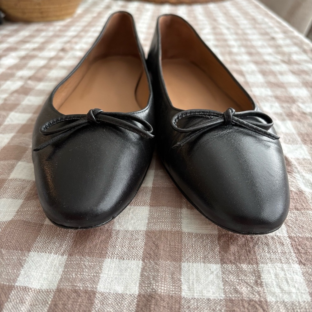 Flattered Black Leather Flats